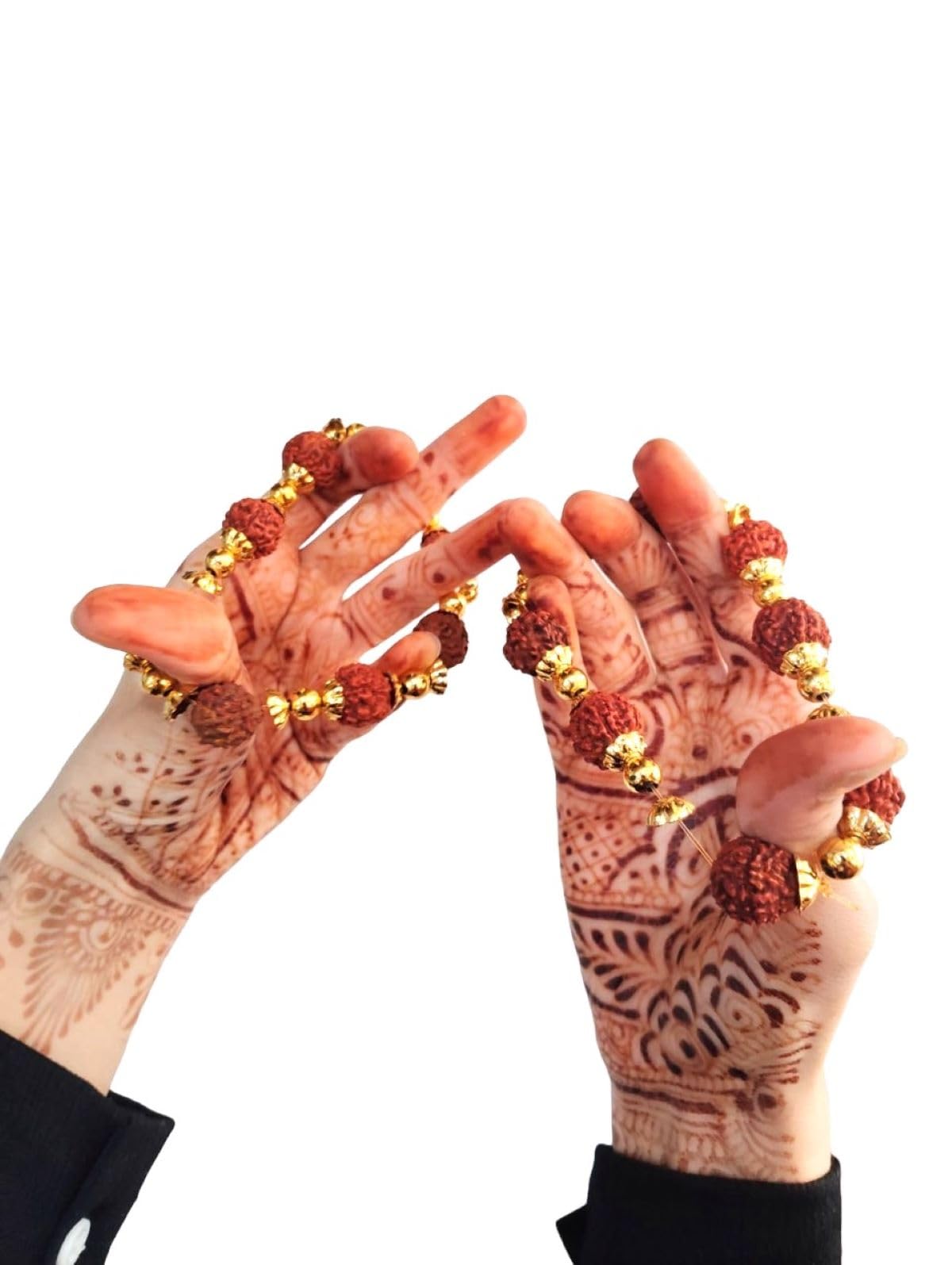 BookMyCostume Natural Brown Rudraksh Golden Plated Rudraksha Jewellery Set with Golden Beads – Rudraksha Mala for Ramleela, Festivals & Spiritual Events | Ideal for Kids & Adults - Image 12 thumbnail