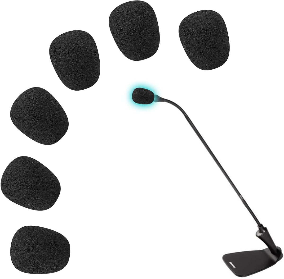 SOULWIT 6Pcs Pop Filter for Shure MX412,CVG18-B/C, (Black) | Windscreen for MX412/MX418/MX405/MX391/MX202/MX410 Series, CVG12/CVG18-B/C Gooseneck Microphone