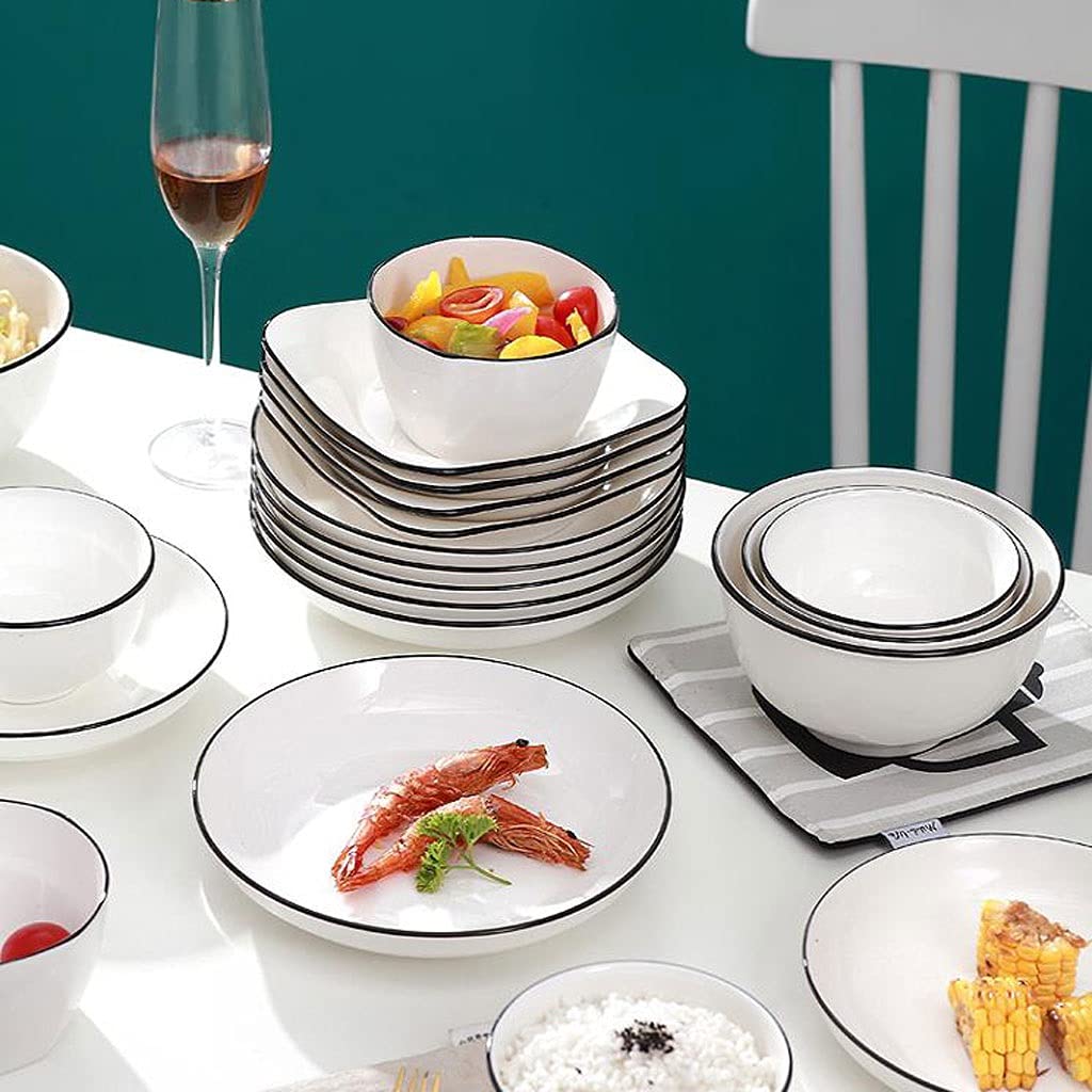 Assiettes Plates Plaques de dîner en céramique Ensemble de 2, plaques blanches La salade apéritif de la salade Pâtes servir des assiettes de dessert plats micro-ondes four et lave-vaisselle Assiette