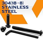 5/16-18 x 2 Button Head Socket Cap Screws, Stainless Steel 18-8(304), Black Oxide, Allen Hex Drive, Full Thread, 20 PCS (with Hex Spanner)
