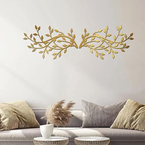 Miniatura 3 de DoMyfit Decoración de pared de hoja de árbol de metal, esculturas de hierro forjado, rama de olivo, hoja de árbol de ala para colgar en la pared,