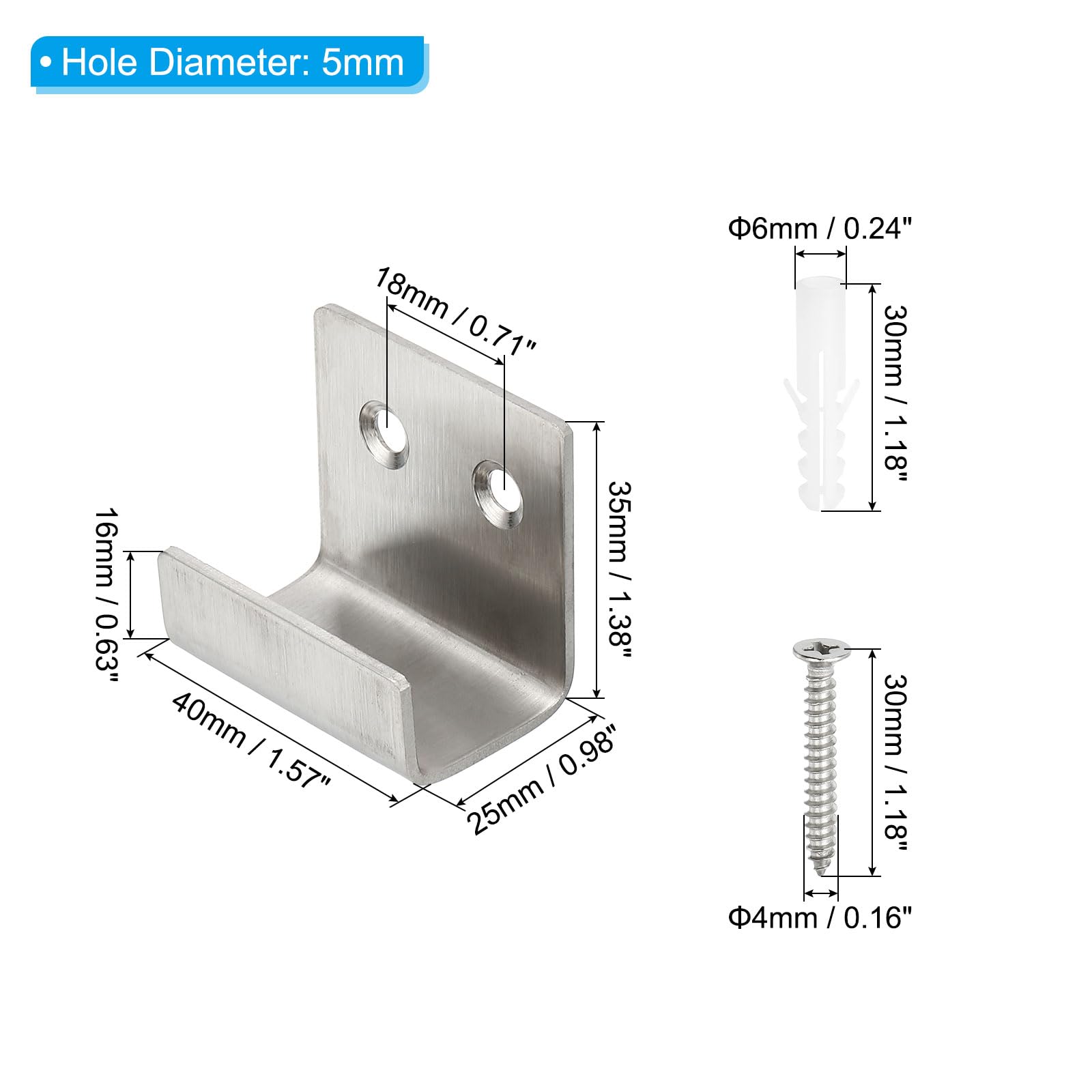 PATIKIL Tile Hanger Bracket 1.38x0.98x0.8 - Image 2
