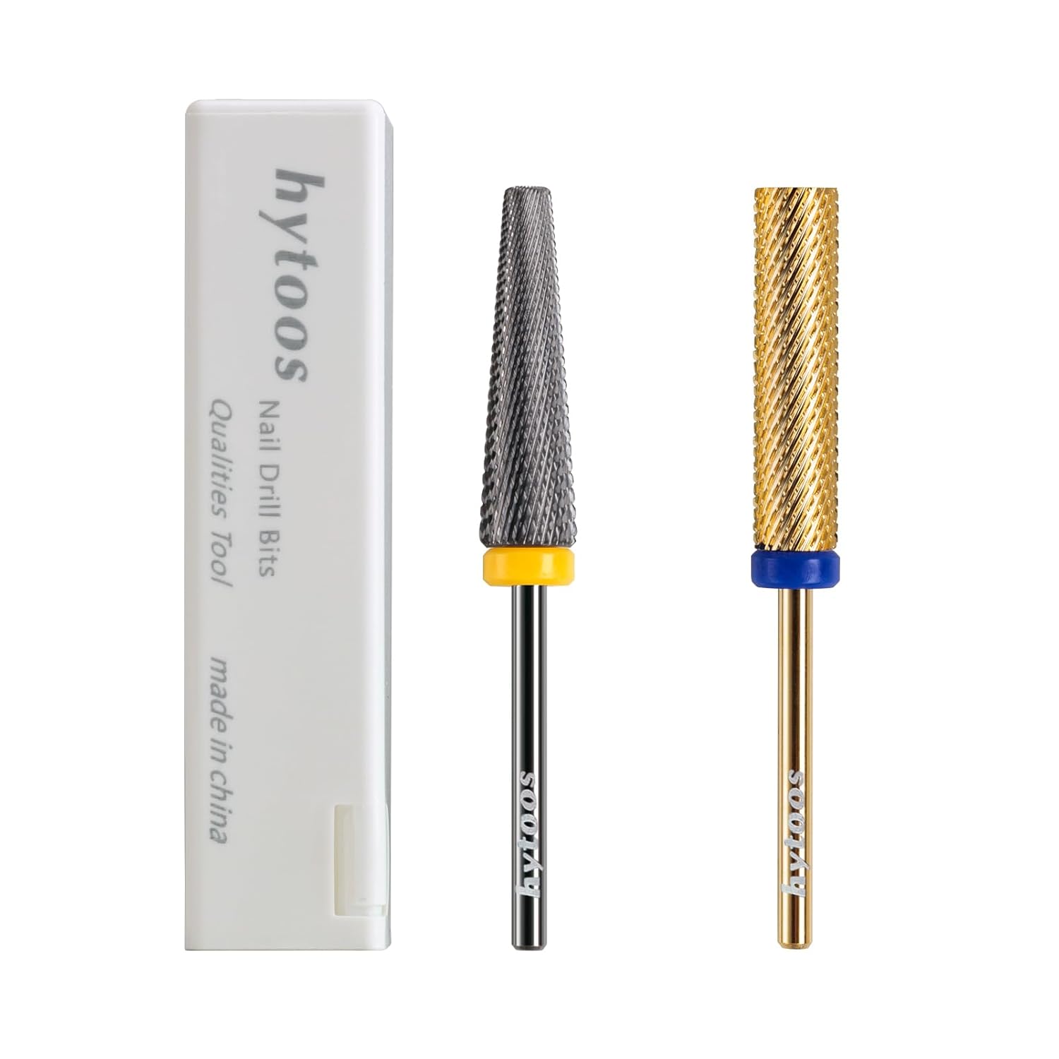 XF Super Long 5 in 1 Nail Drill Bits, Medium Gold Long Barrel Carbide Nail Bit, Electric File Tool Drills Manicure Accessories(2Pcs)