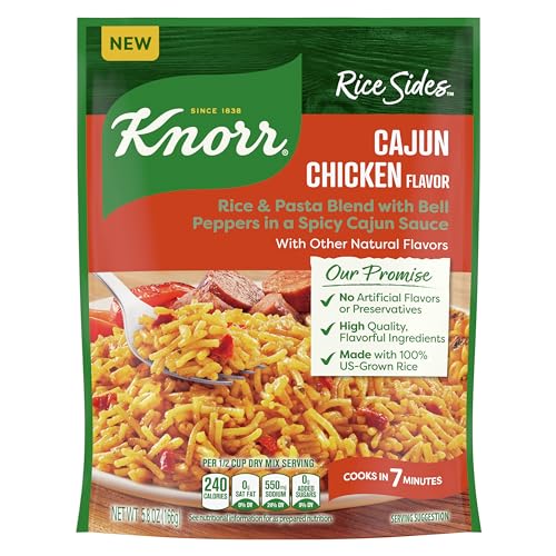 Knorr Rice Sides Cajun Chicken Flavor Rice for a Delicious + Quick Side Dish, with 100% U.S. Grown Rice + No Artificial Flavors or Preservatives, 5.8 oz