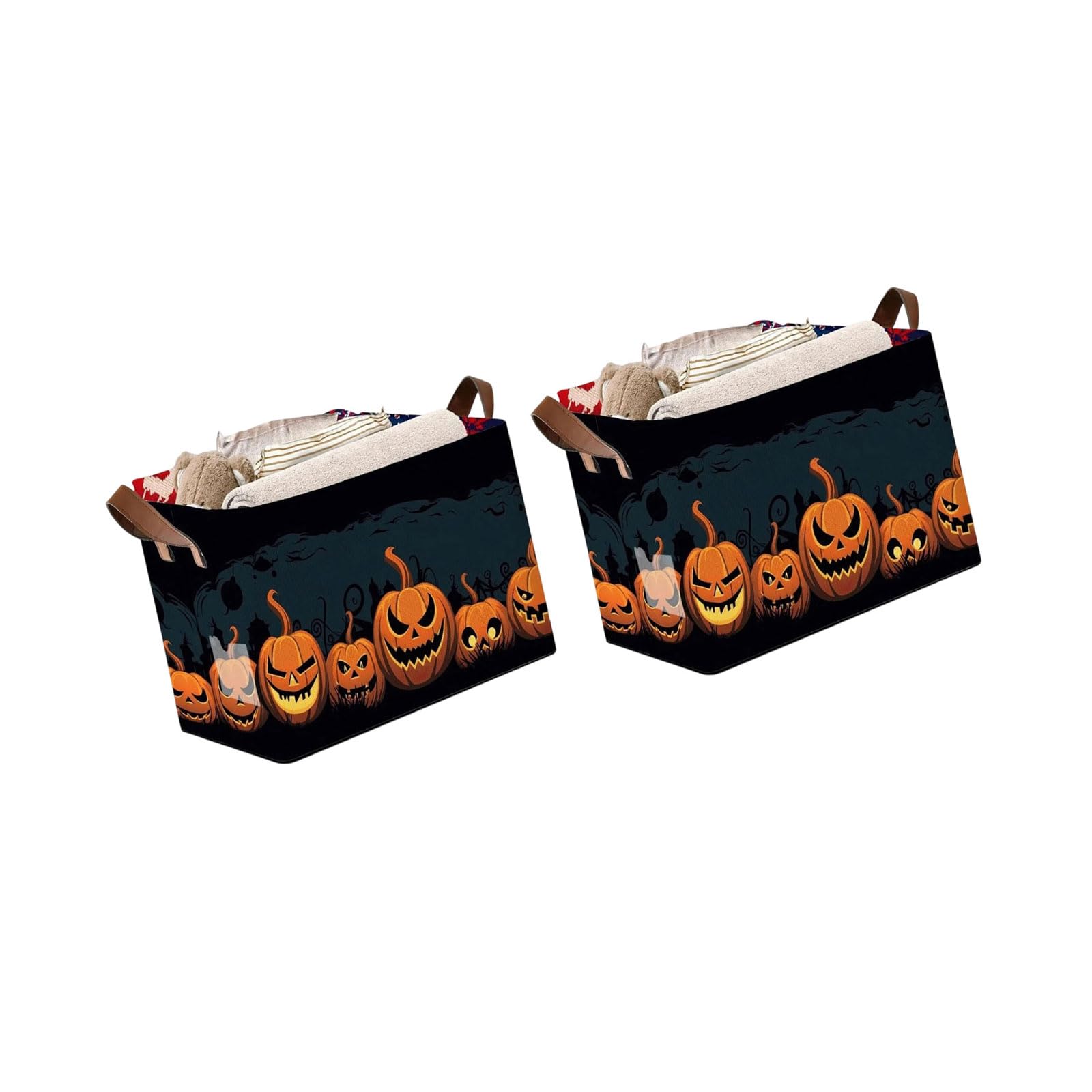 Dfhinsc B Halloween Clothing Throw Storage In, Fabric Asket With Space-Saving Design, Wide Mouth, Portable Handles For Corners Halloween Storage Asket Fabric In Home