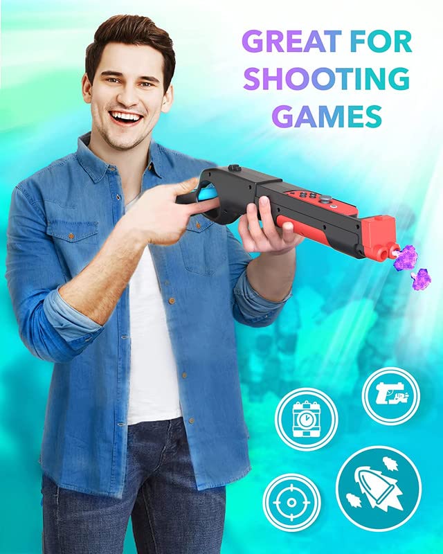 Skywin Gun Controller for N-Switch JoyCons - Compatible with Nintendo Switch Gun Shooting Games (Black)