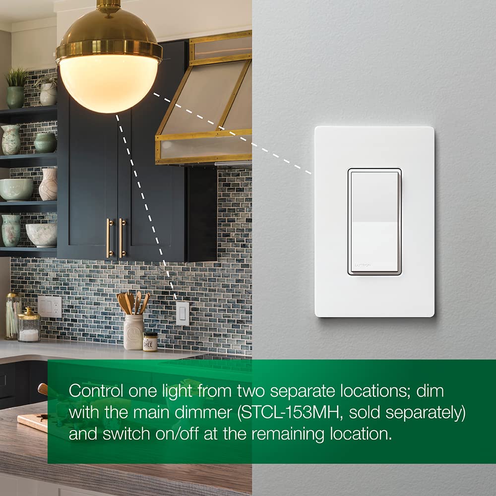 Close-up of the Sunnata Accessory Switch highlighting touch controls for favorite light level, full brightness, and delayed fade-to-off.