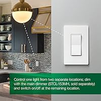 Vista 3 de Lutron Sunnata Interruptor accesorio de encendido/apagado, solo para uso con reguladores LED+ Sunnata, ST-AS-BL, Negro