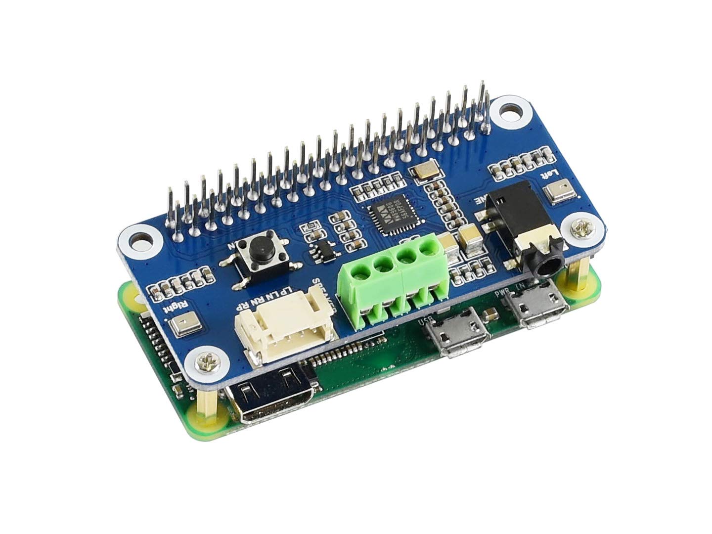 Waveshare WM8960 Hi-Fi Sound Card Hat Audio Module for Raspberry Pi Supports Stereo Encoding/Decoding Hi-Fi Playing/Recording Directly Drive Speakers to Play Music,I2S I2C Interface