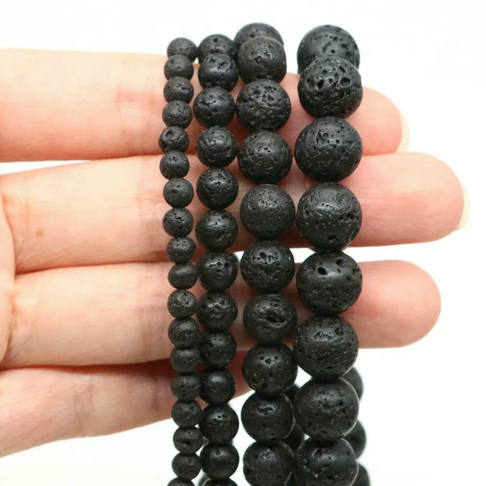 Koraliki akrylowe, Naturalne, okrągłe, luźne koraliki z lawy wulkanicznej, wielokolorowe, 4-10 mm, do tworzenia biżuterii DIY(African Turquoise,10mm-36-39pcs)