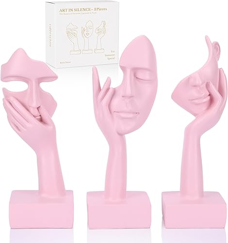 Miniatura 12 de Juego de 3 estatuas grandes de Thinker - Figuras abstractas de arte negro para sala de estar, dormitorio, estantes, escritorio de oficina