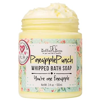 Bella & Bear Pineapple Whipped Soap - Paraben Free - Cruelty-Free Vegan Body Wash And Shave Cream, (3.4 oz)
