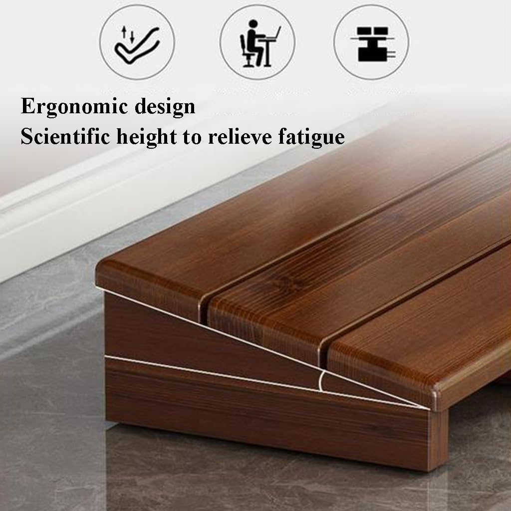 Wooden Safety Foot Rest, Non Slip Foot Rest for Office Use, Ergonomic Comfortable Footrest for Under Desk at Work, Tilt Foot Stool for Office, Home (Color : Varnish Color, Size : 60 * 30 * 11cm)