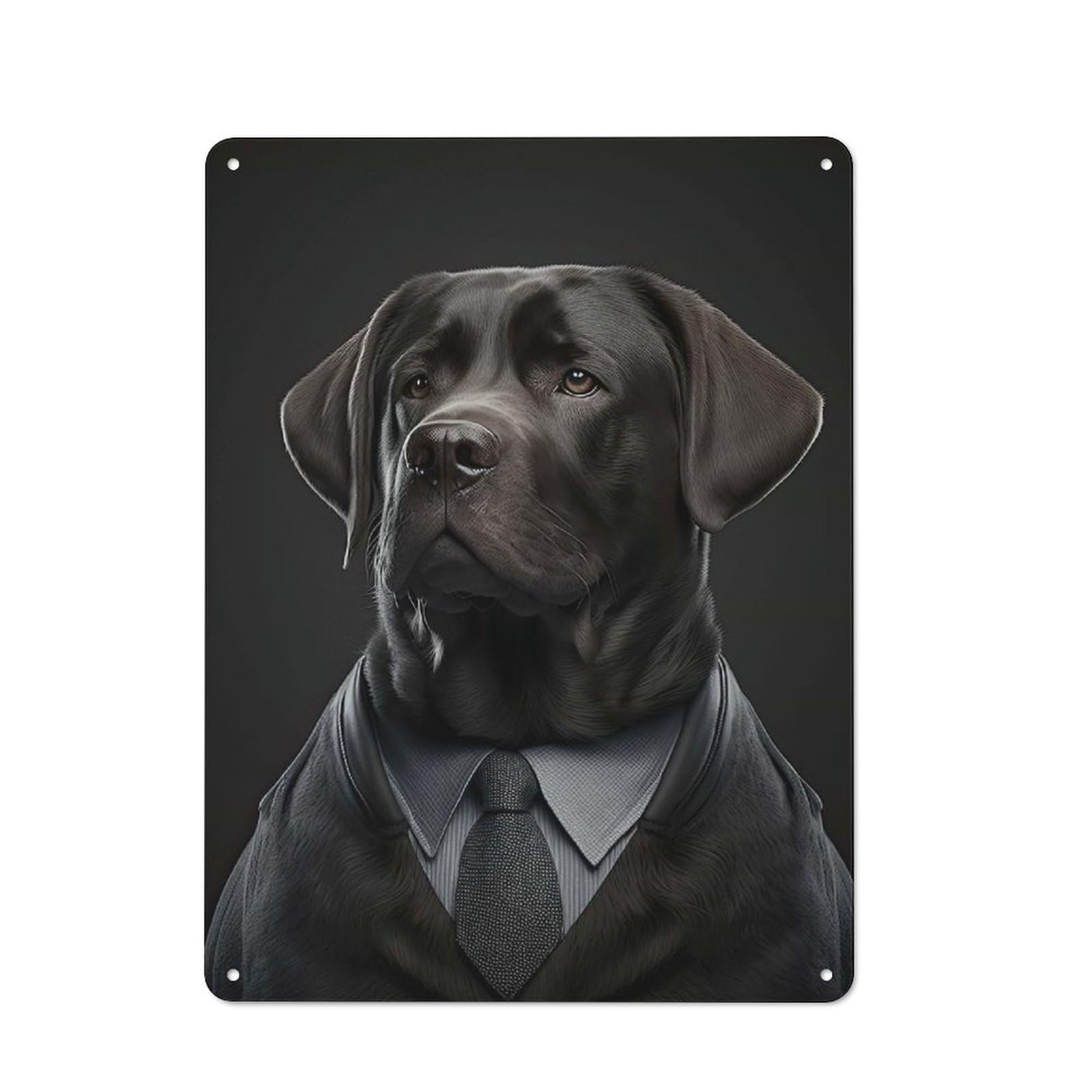 Junmoney Men's Style-10 Metal Sign 40X30cm With Labrador In A Suit For Workshop Wall, Rustic Decor, Wall Decoration For Workshops And Hobby Rooms