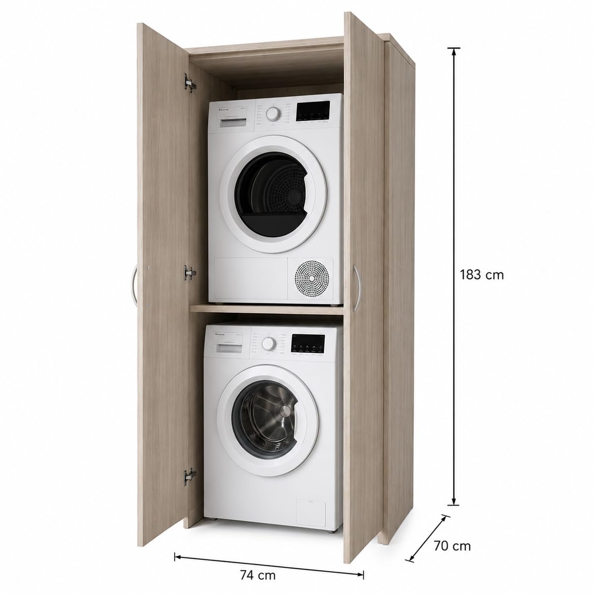 Yellowshop - Mobile a colonna porta lavatrice e asciugatrice con ante PRIME Bianco, Rovere Olmo, Rovere Well (Rovere Olmo)