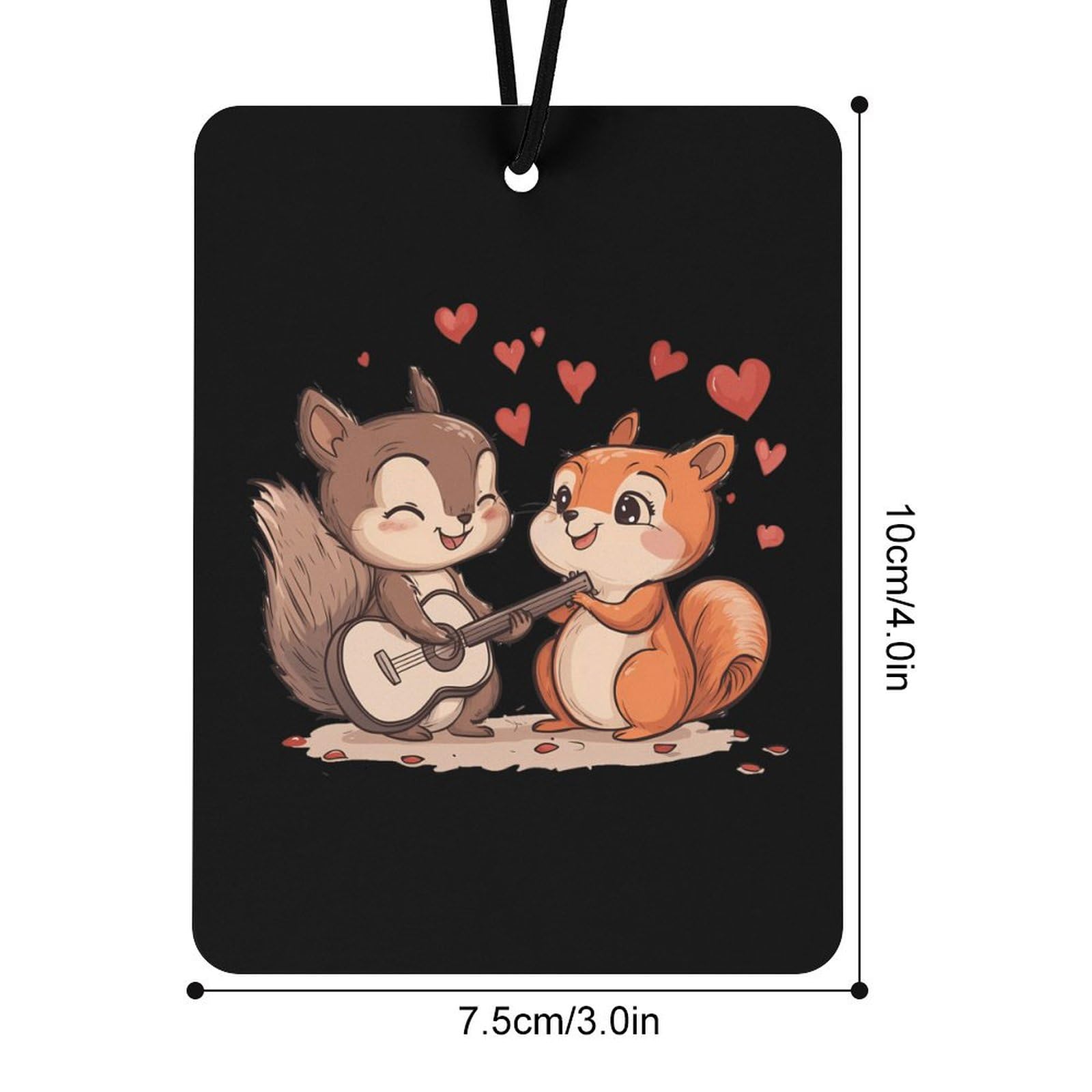 Squirrel Playing Guitar Car Air Freshener Hanging Aromatherapy Tablets for Car Accessories Square