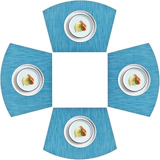 homEdge PVC Place Mats Wedge Placemats Washable Vinyl Place Mats for Round Table Set of 4 Blue