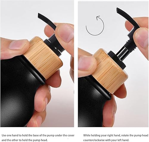 Miniatura 3 de Paquete de 4 botellas dispensadoras de jabón de 16.9 onzas, botella de jabón con tapa de bambú con bomba antioxidante, dispensadores de jabón para