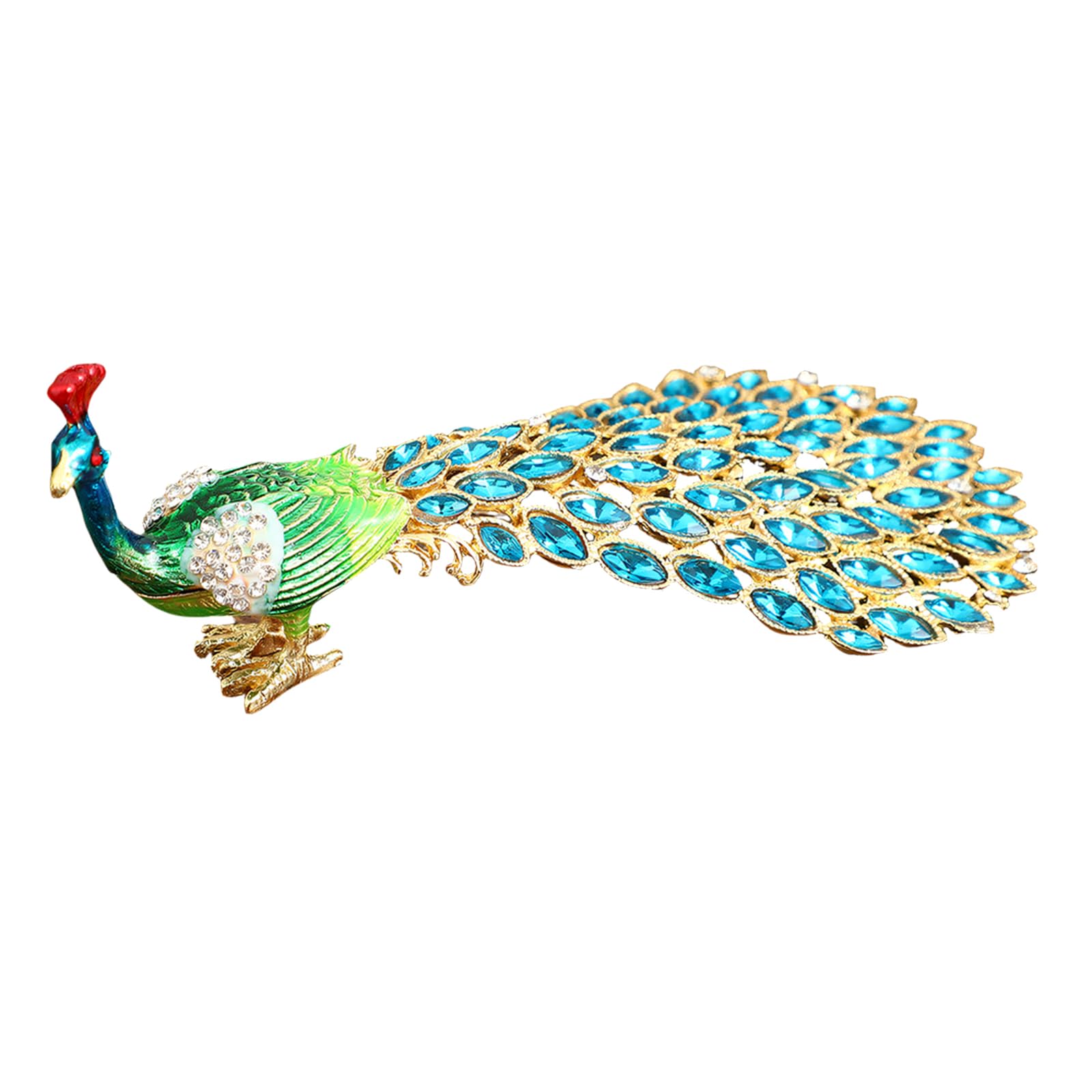 Piceioep Creative Peacocks Enameled Metal Jewelry Storage Box for Fashionable Jewelry Display Rhinestones Detail Organiser Creative Box
