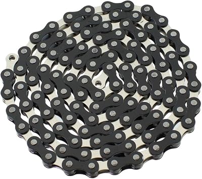 YBN S410 Bicycle Chain 1-Speed, 1/2 x 1/8-Inch, 112L Two Tone, Black/Chrome