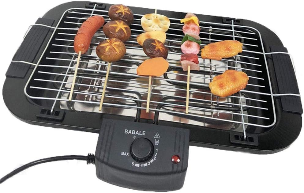 Beini Portable Electric Smokeless Portable BBQ Indoor Barbecue Grill Water Filled Drip Tray, 2000 W,Black
