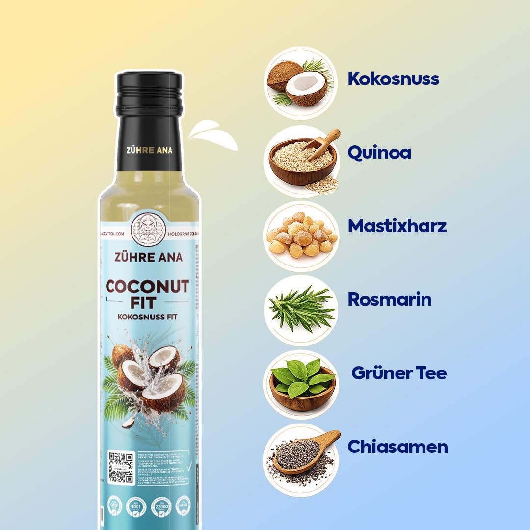 Zühre Ana Coconut Fit bebida con aroma de coco – sabor tropical, versátil, ideal para bebidas, smoothies y recetas – 250 ml