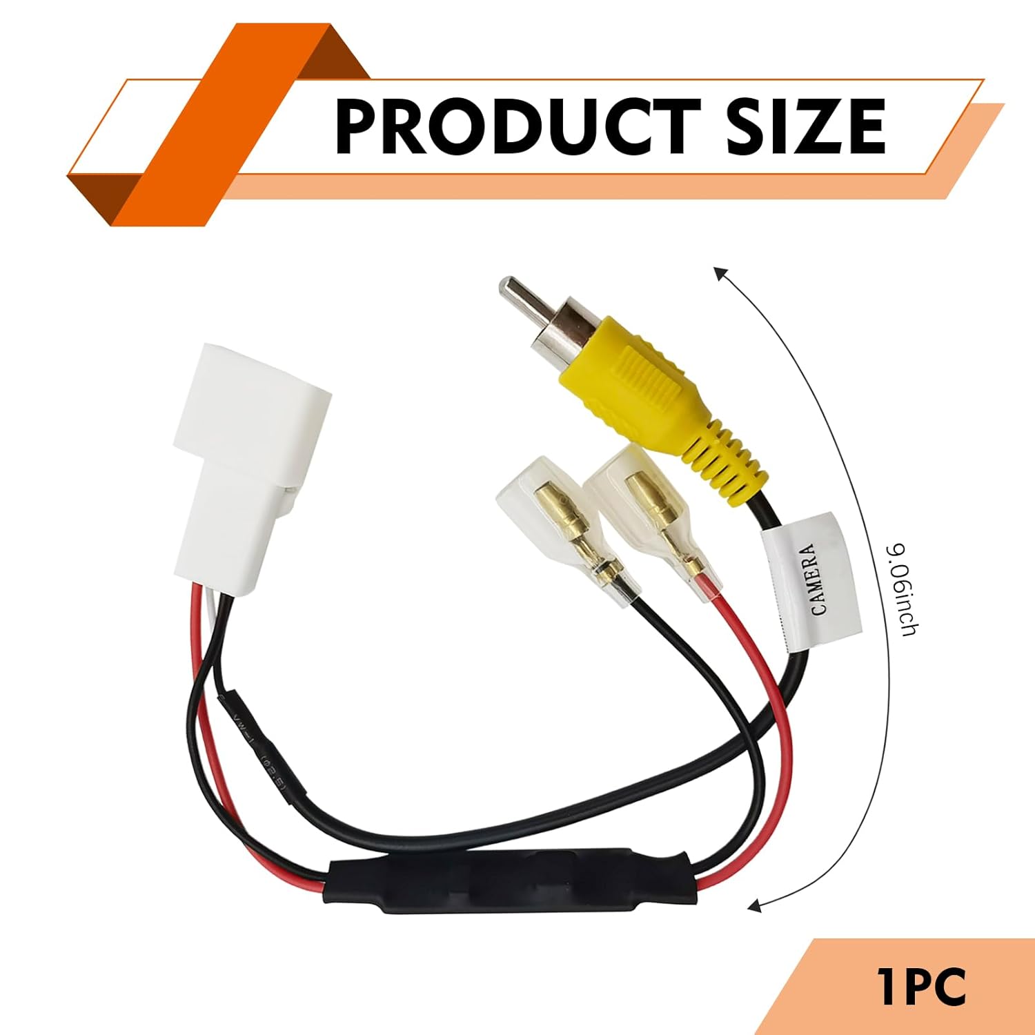 Pack-1 Car Rear View Backup Reverse Camera Video Connector RCA Cable, 4 Pin OEM Factory Output Car Reverse Camera Retention Wiring Harness Connector, Compatible with Select Models (White)