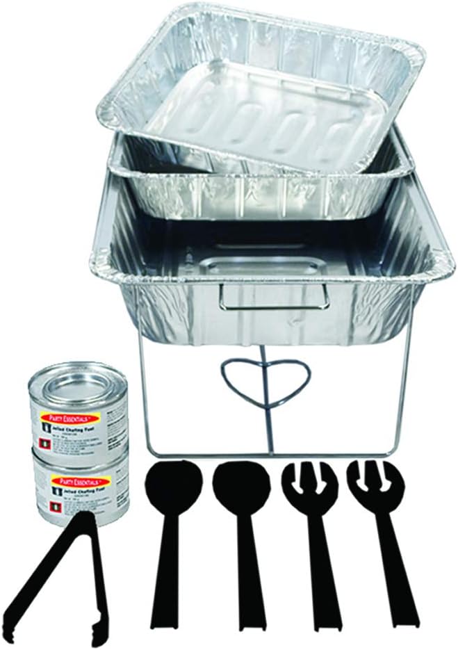 Party Essentials Buffet Party Banquet Serving Set with Chafing Rack, 11-Piece