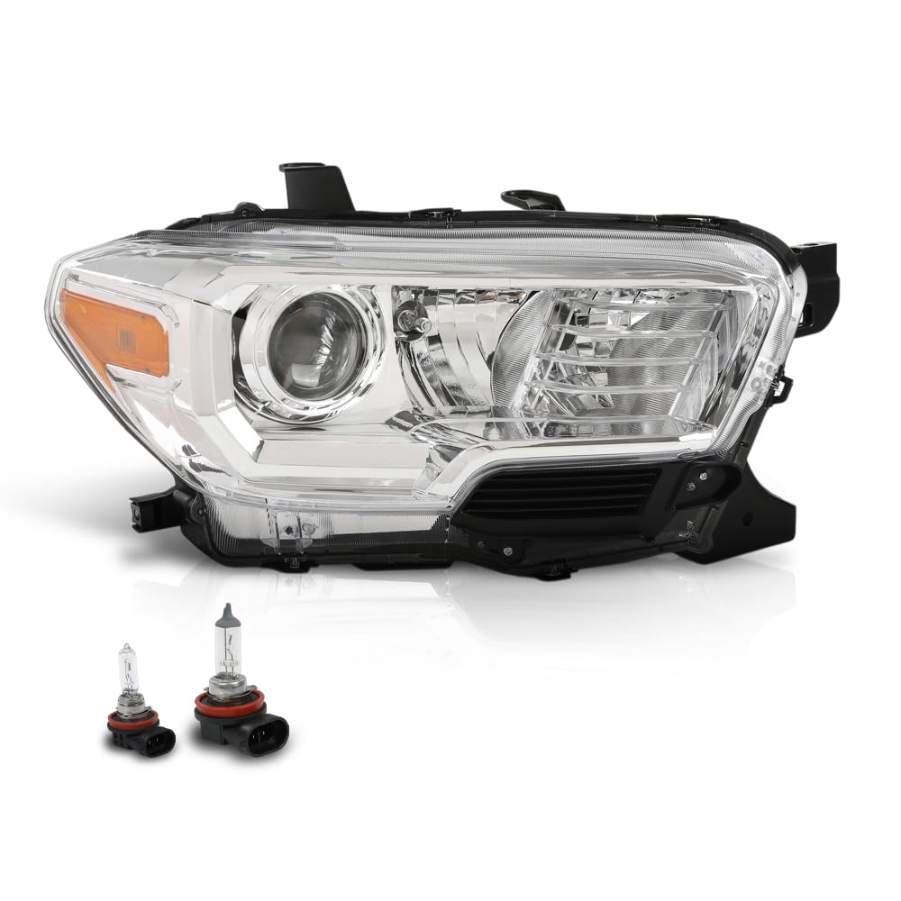 GRAND ORANGE Right Side Headlight Assembly W/O LED Daytime Running Front Headlamp Compatible with Toyota Tacoma 2016-2018, Fit Models Without Factory LED Daytime Running Light Only White
