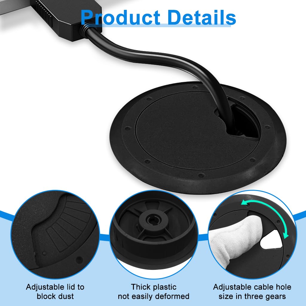 Serplex® 4Pcs Desk Grommets 2.36 inches Durable ABS Round Cable Grommets 1