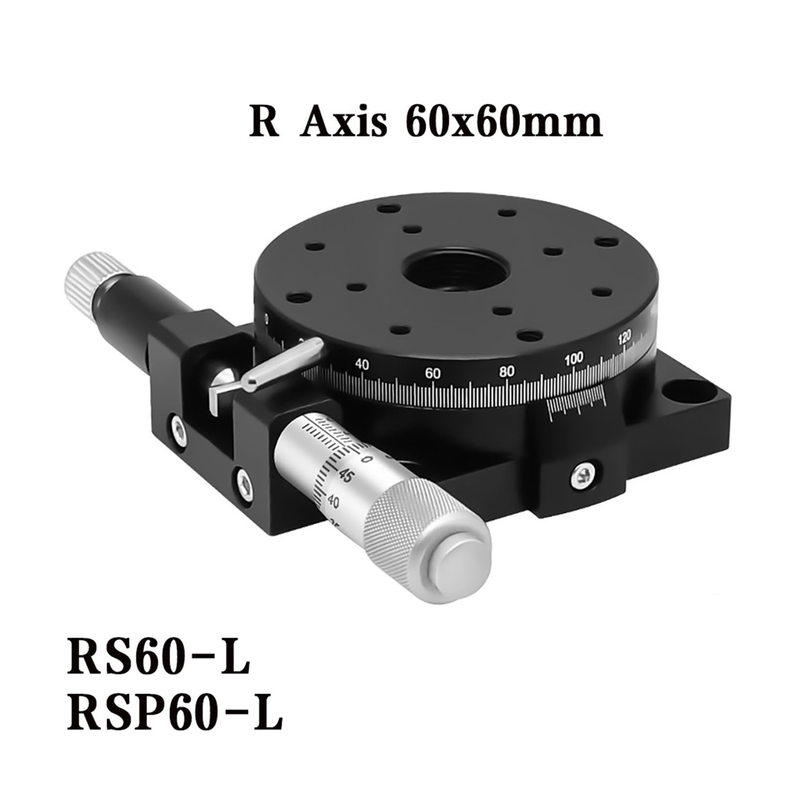 Micrómetro rotatorio óptico de Alta precisión con Ajuste Angular de 360 Grados y Desplazamiento R 60 mm RS60-L RSP60-L (RSP60-L)