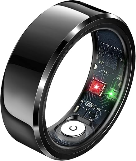 Smart Rings, Fitness Tracker Ring, Heart Rate, Blood Oxygen, Stress, Step Tracker, Sleep Monitoring, Air Gestures, No Subscription Fee, IP68 Waterproof for iPhone&Android (Black, #10)