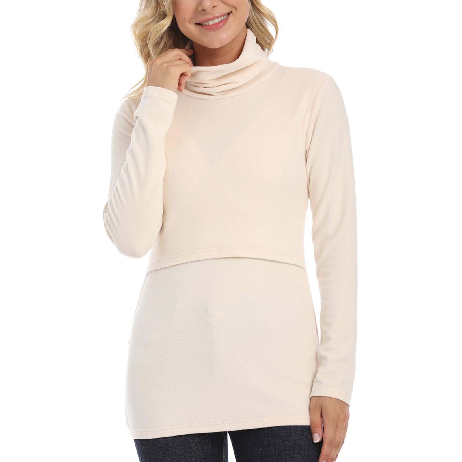 Damen Rollkragen Stilltop Stillpullover Umstandspullover Rollkragenshirt Casual Stillpulli Umstandsshirts Langarm Schwangerschaft Kleidung Tops Umstandsmode Schwangerschaftsshirt Basic Stillshirts