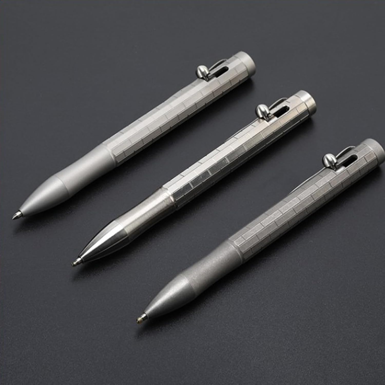 Hamans Titanium Bolt Action Pen 4.92" with Pocket Clip Refillable Ballpoint Pen Compatible with Standard Parker Refill