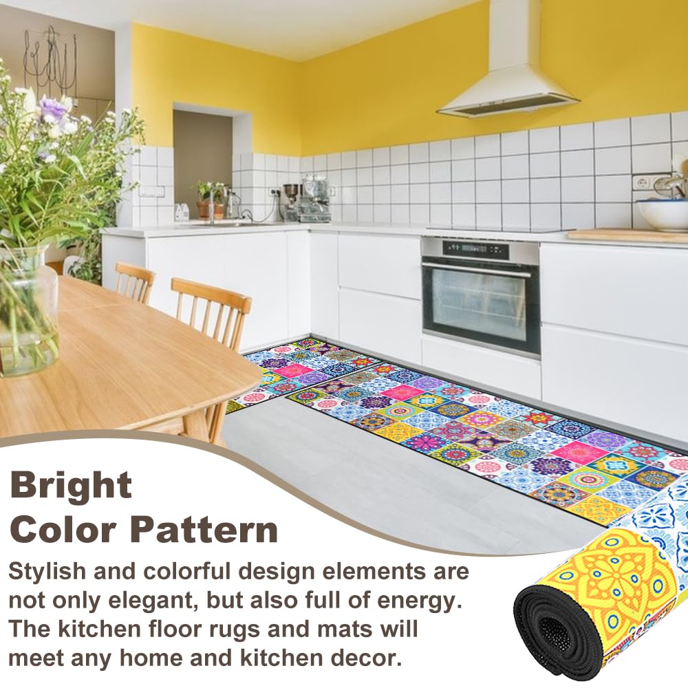 Tapis De Sol De Cuisine Flocon De Neige De Noël 2 Pièces, Tapis De Cuisine Antidérapant, Tapis Absorbant Lavable, 40*60cm + 40*120cm | Leroy Merlin