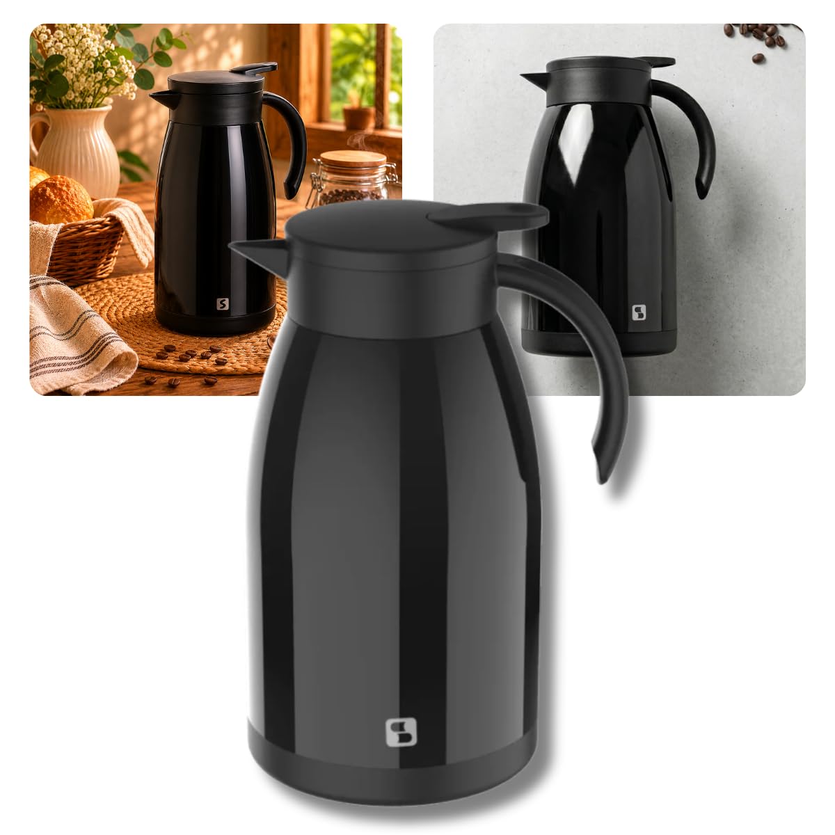 Garrafa Térmica 1L – Conserva Quente e Frio – Sistema Corta Pingos – Café, Chá e Bebidas