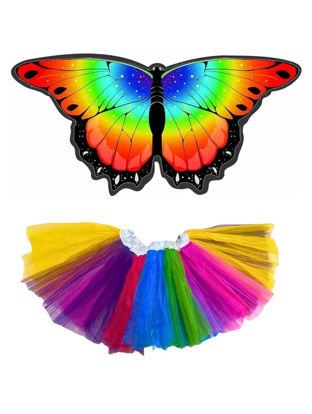 Kids Fairy butterfly wings for Girls with Rainbow drees Up pretend piay party Favors (multicolor)-image-34