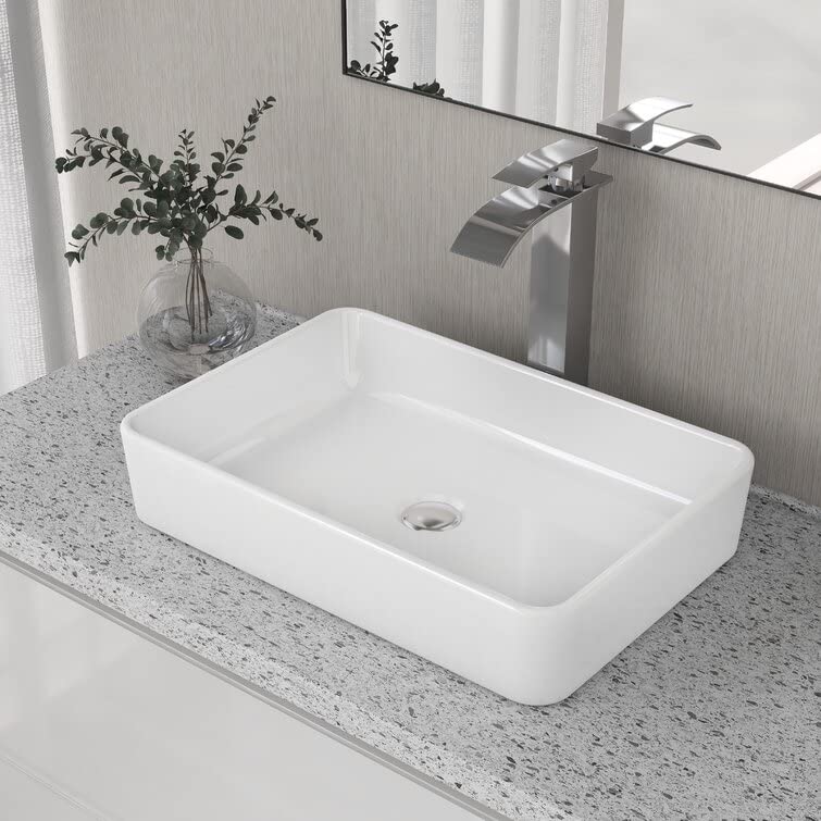 DeerValley DV-1V032 Ally White Ceramic Rectangular Vessel Bathroom Sink 19”x13”x3’