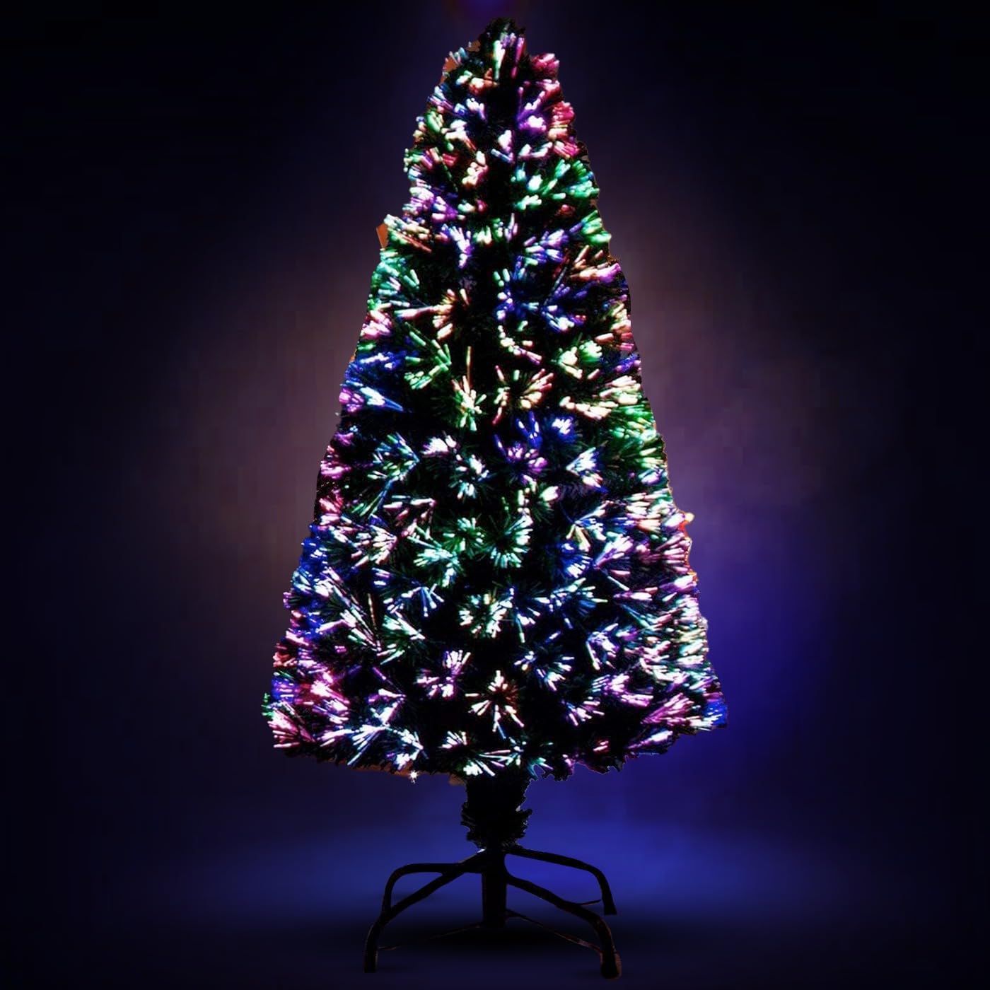 Kktech Green Fiber Optic Christmas Tree Colour Changing Multicolour With Stand Artificial Xmas Tree Decoration For Home, Office & Parties (6Ft 180Cm)