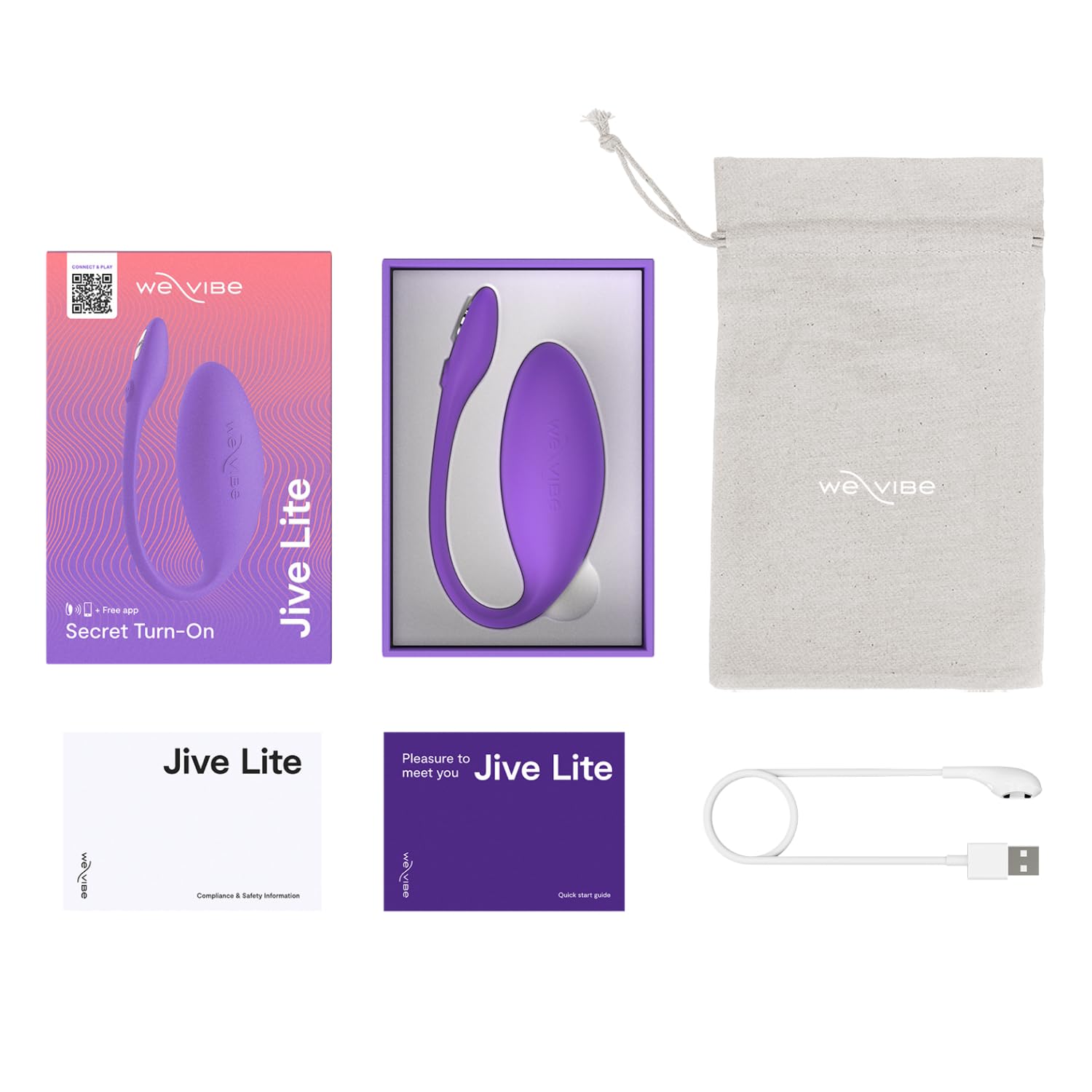 We-Vibe Jive Lite Vibratore per il punto G indossabile - Uovo vibrante - Sex toy vibrante per adulti e coppie - Controllo tramite app - 10 livelli di intensità - Impermeabile - Viola