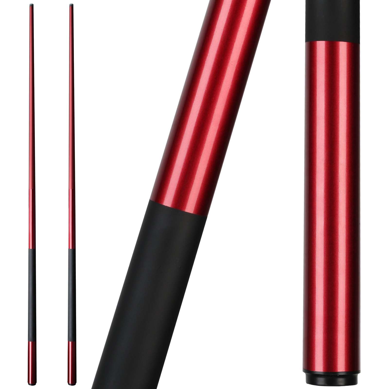 Kmise Fiberglass Graphite Composite Pool Cue Sticks 18oz 9.5MM Cue Tip One-Piece 57inch Professional Pool Cue Low-Deflection Billiard Cue Sticks Set of 2 for Home & Bar Play Red