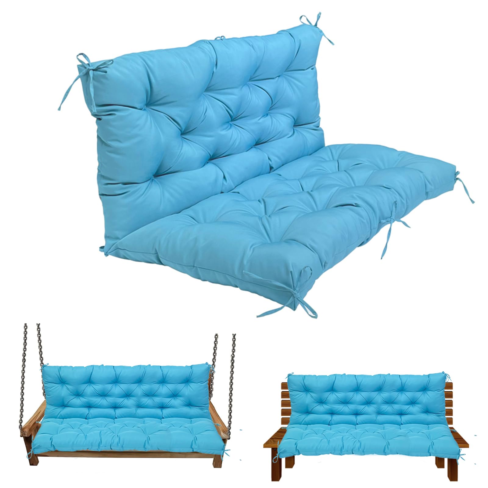 LQQSDPJ Swing Replacement Cushions for Outdoor: 2-3 Seater Bench Waterproof Cushion with Ties - 4in Thick Swing Cushion for Garden Furniture Patio
