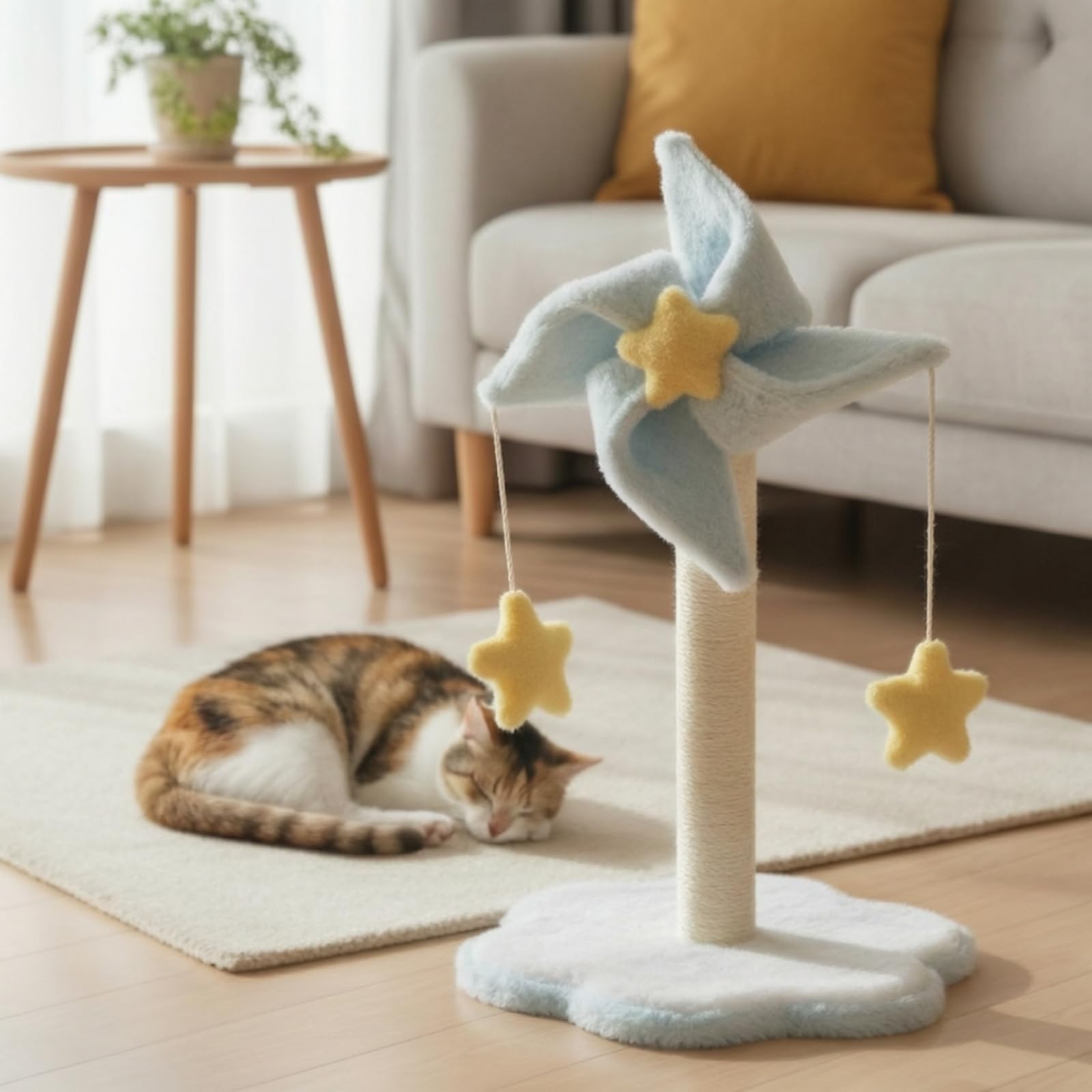 Gralara Kratzstamm mit Spielzeug freistehend Kratzsäule stabil Kratzspielzeug für Kätzchen, Wohnung