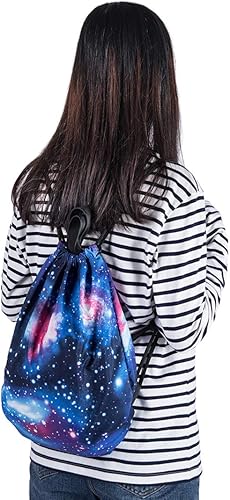 Miniatura 6 de VanFn Bolsas con cordón, gimnasio de diseño creativo, mochila unisex, mochila casual, bolsa de equipo deportivo bolsas de viaje, Galaxia, Mochilas