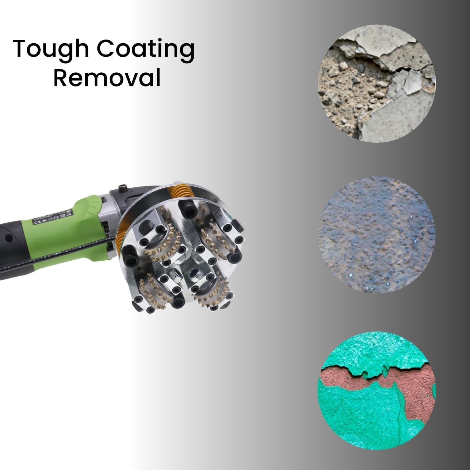 6 Inch Bush Hammer Disc for Coating Removal Stone Texturing, 4 Pieces 30 Tips Roller (5/8"-11 Threaded)