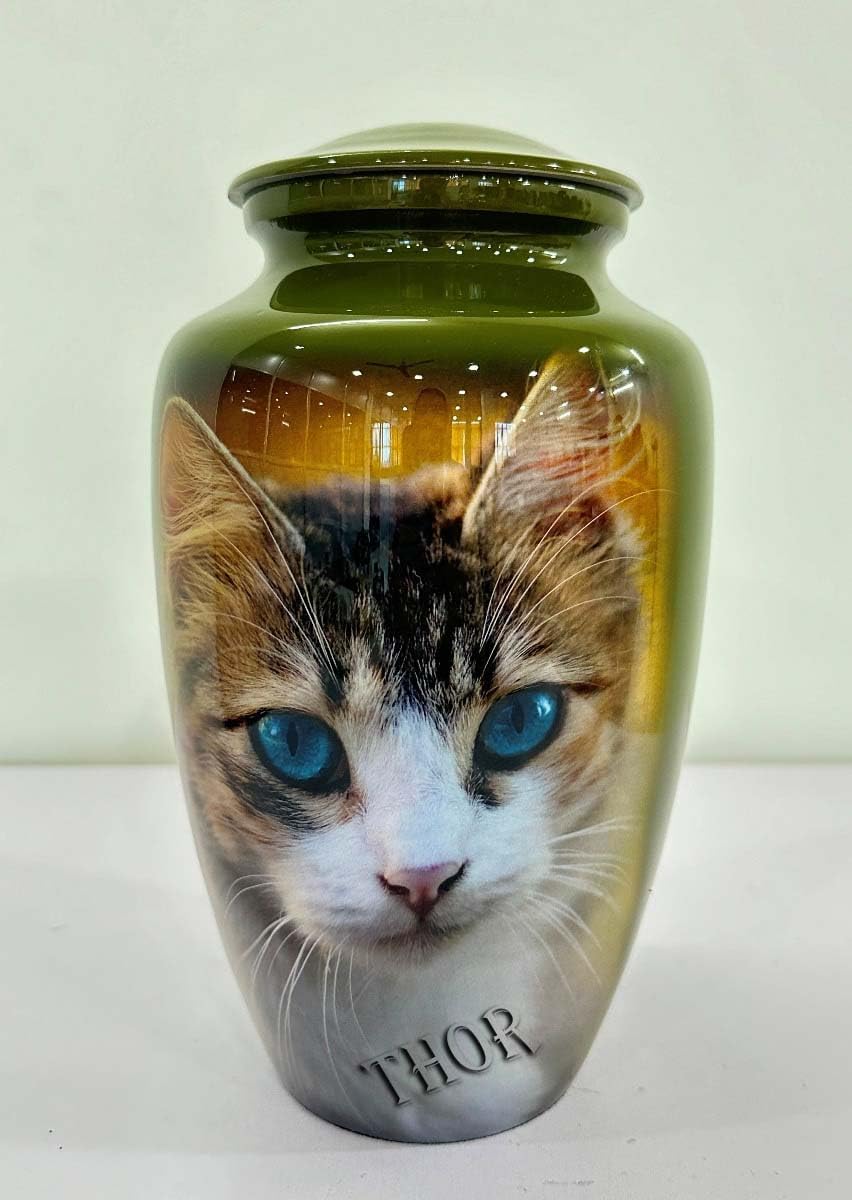 Adult Cremation URNS for Ashes- Adult Classic Cat Pictured Cremation Urn for Human Ashes Completely Handicrafted Urns for Mom Dad