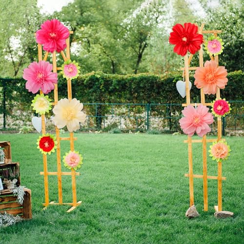 Image of TaoBary Large Colorful Tissue Paper Flowers Giant Fiesta Paper Pom Poms Classroom Wall Decor Mexican Birthday Party Decorations Wedding Backdrop(20 inch and 10 inch,Pink, Beige, Light Orange,36 Pcs)