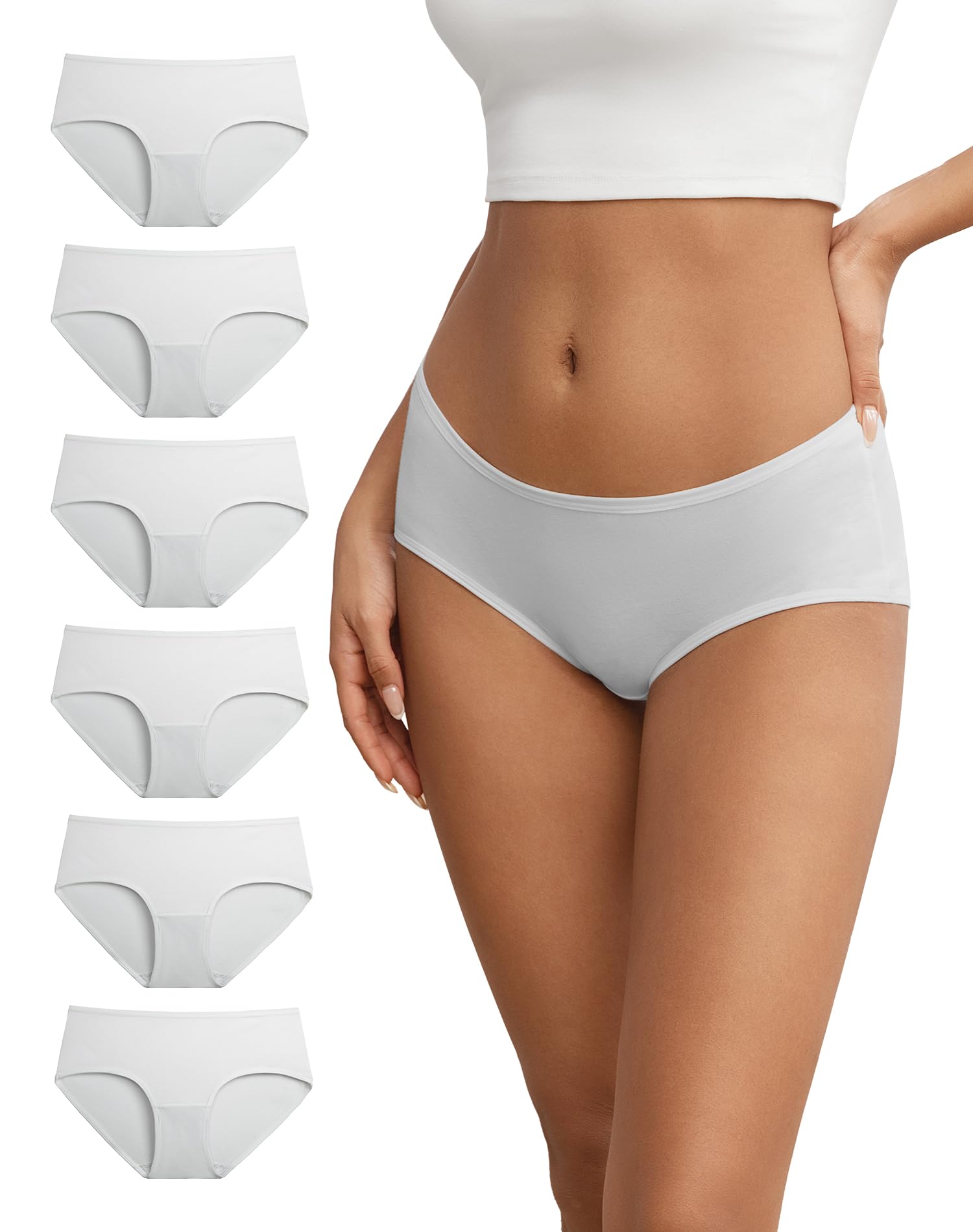 INNERSY Mutande Donna Cotone Vita Media Comode Slip Elasticizzato Intimo di Base Pacco da 6