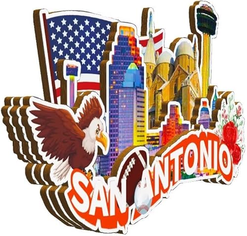 Miniatura 2 de Imán de madera para nevera de San Antonio, Texas, Estados Unidos, 3D, monumentos, viajes, coleccionables, recuerdos, decoración hecha a mano -1783