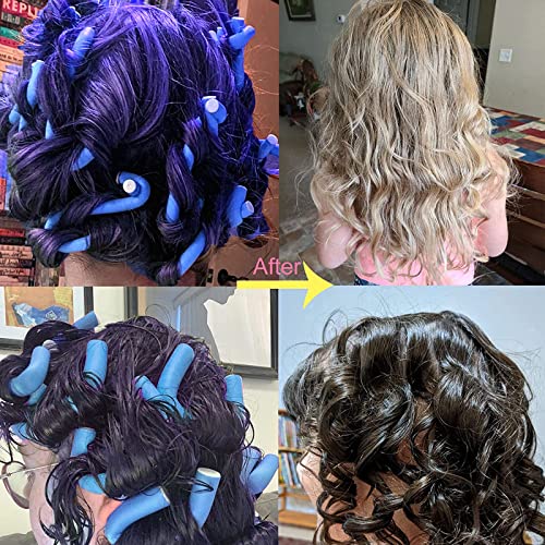 36 Pcs 9.45"Hair Rollers Flexi Rods,Flexible Curling Rods Hair Foam Roller,Bendy Rollers For Hair Twist Foam Hair Rollers Curlers,No Heat For Long Short Hair Women &2 Steel Pintail Comb Rat Tail Combs #TOP5
